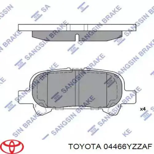 Задні гальмівні колодки 04466YZZAF Toyota