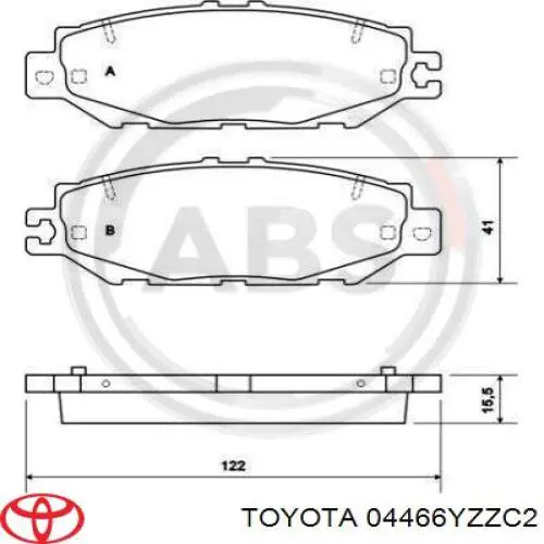 Колодки гальмові задні, дискові 04466YZZC2 Toyota