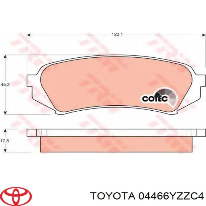 Задні гальмівні колодки 04466YZZC4 Toyota