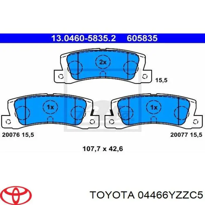 Купити 04466YZZC5 Toyota Задні колодки