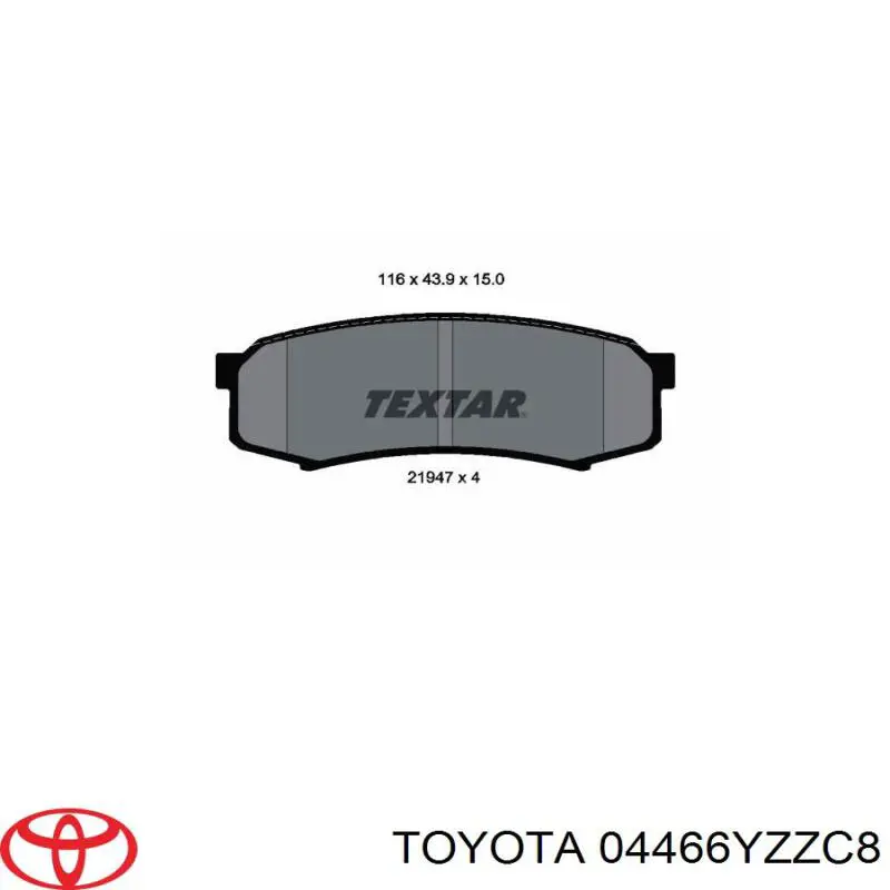 Задні гальмівні колодки Toyota 04466YZZC8 ціна, від 20.53 USD