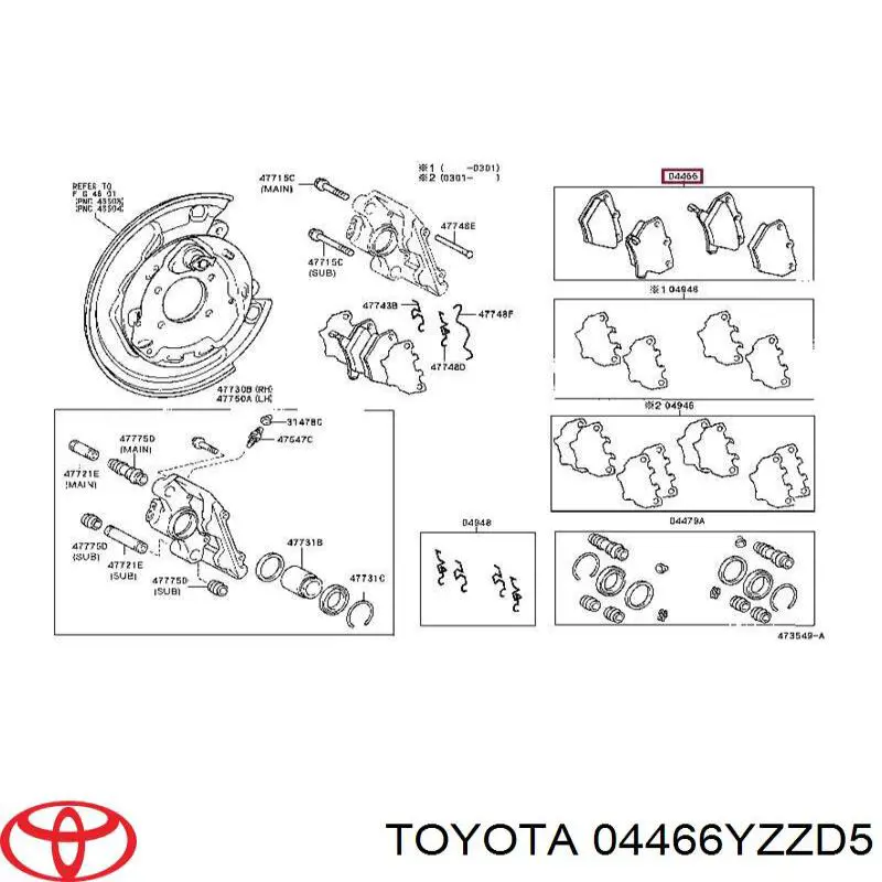 Задні гальмівні колодки Toyota 04466YZZD5 ціна, від 12.95 USD