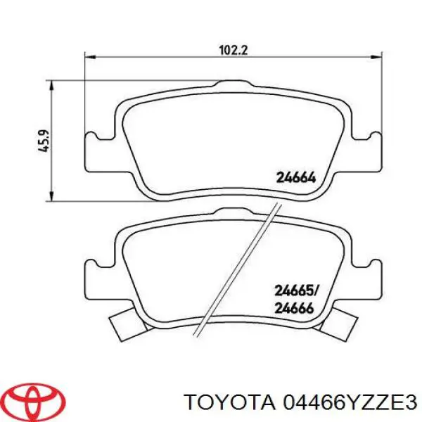 Задні гальмівні колодки Toyota 04466YZZE3 ціна, від 18.97 USD