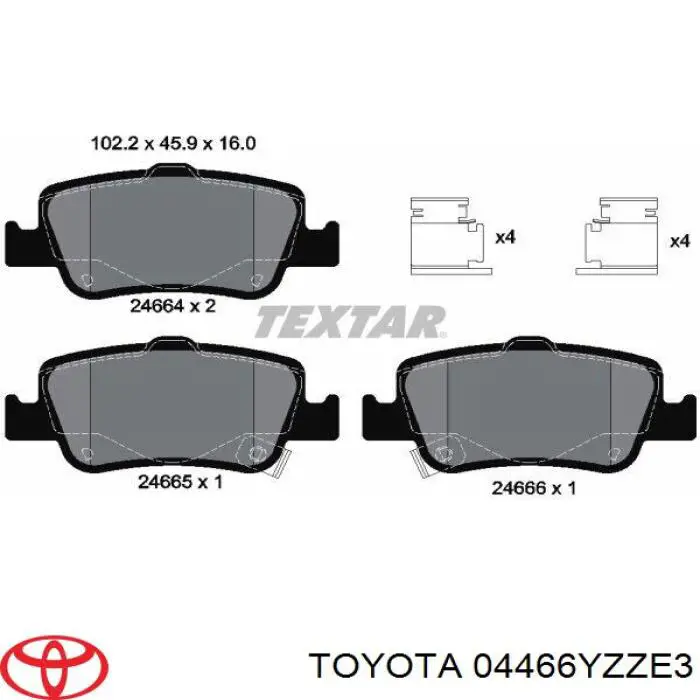 Купити 04466YZZE3 Toyota Задні колодки
