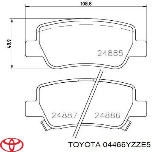 Колодки гальмові задні, дискові 04466YZZE5 Toyota