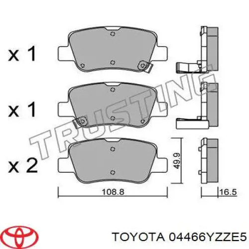 Задні гальмівні колодки Toyota 04466YZZE5 ціна, від 19.28 USD