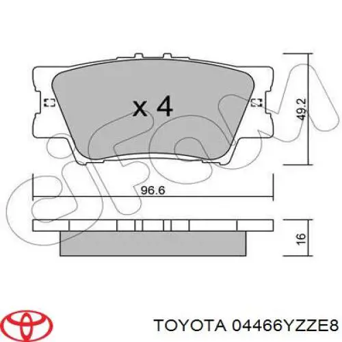 Задні гальмівні колодки 04466YZZE8 Toyota