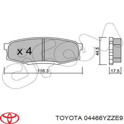 Задні гальмівні колодки Toyota 04466YZZE9 ціна, від 25.34 USD