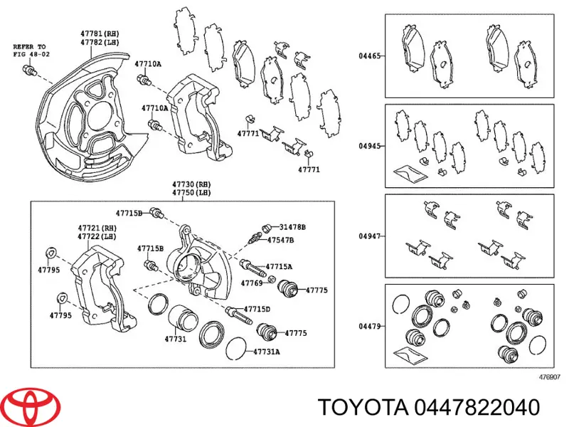Ремкомплект супорту гальмівного переднього Toyota 0447822040 ціна, від 19.58 USD