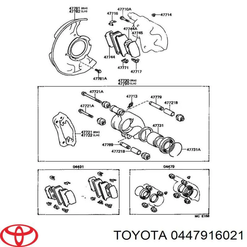 0447916021 Toyota ремкомплект супорту гальмівного переднього