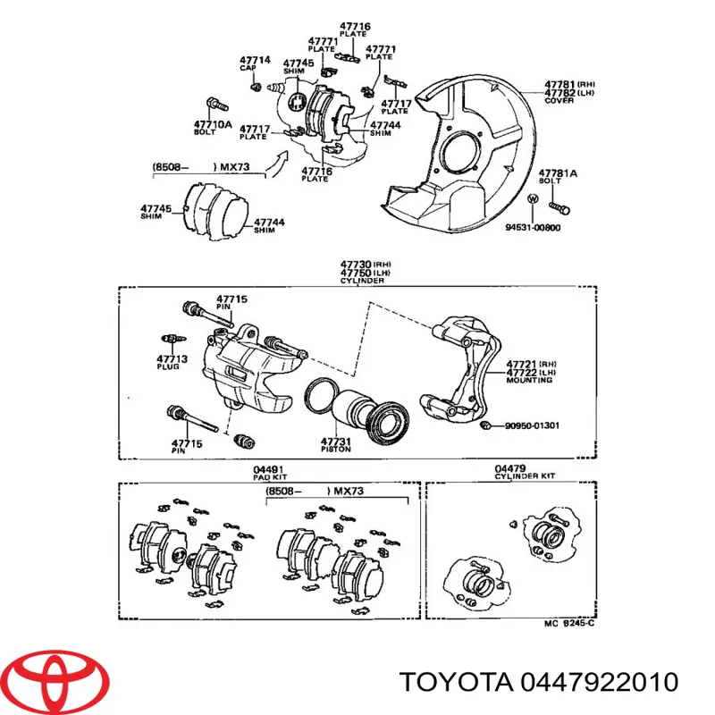 Ремкомплект супорту гальмівного переднього Toyota 0447922010 ціна, від  USD