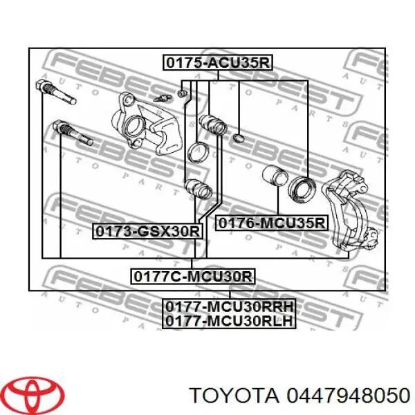 Ремкомплект супорту гальмівного заднього Toyota 0447948050 ціна, від 26.67 USD