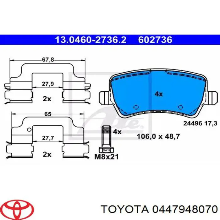0447948070 Toyota ремкомплект супорту гальмівного заднього