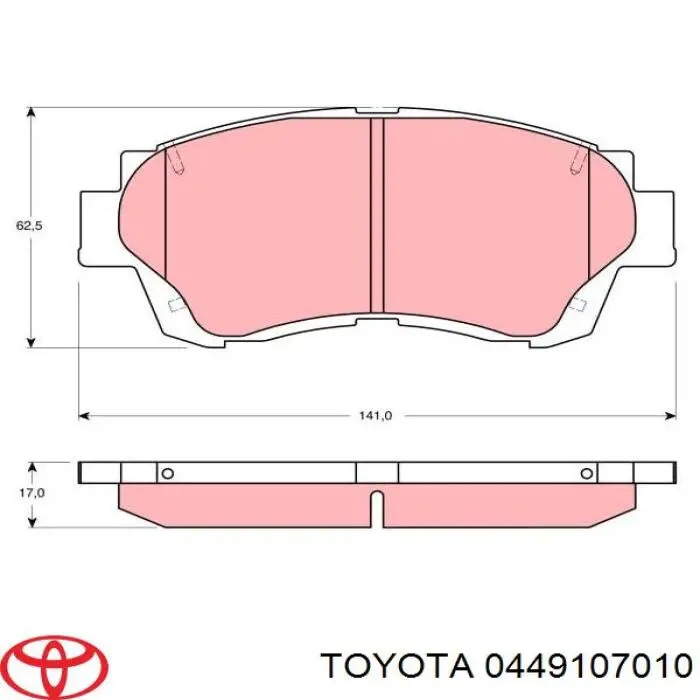 Колодки гальмівні передні, дискові 0449107010 Toyota