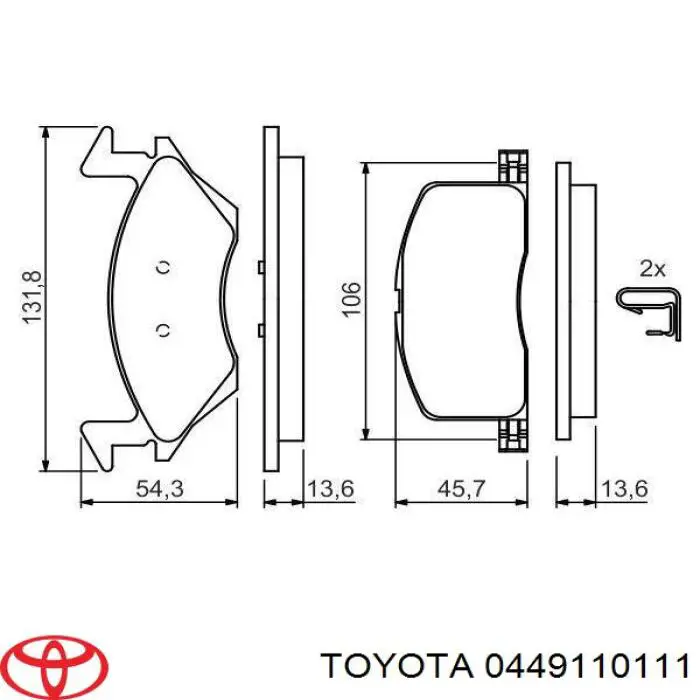 0449110111 Toyota колодки гальмівні передні, дискові