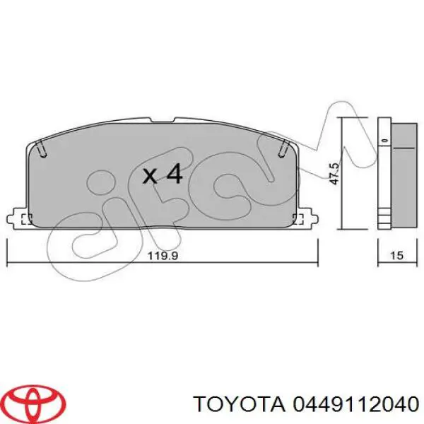 0449110151 Toyota колодки гальмівні передні, дискові