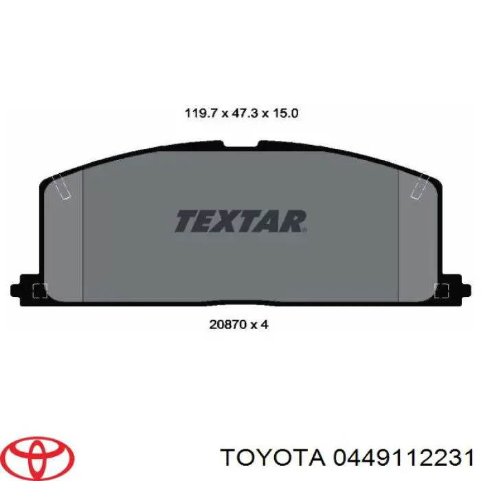 0449112231 Toyota колодки гальмівні передні, дискові