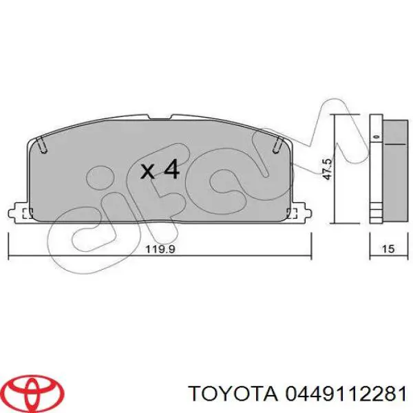 0449112281 Toyota колодки гальмівні передні, дискові