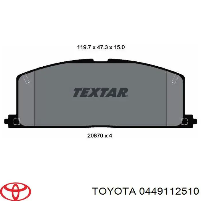 0449112510 Toyota колодки гальмівні передні, дискові