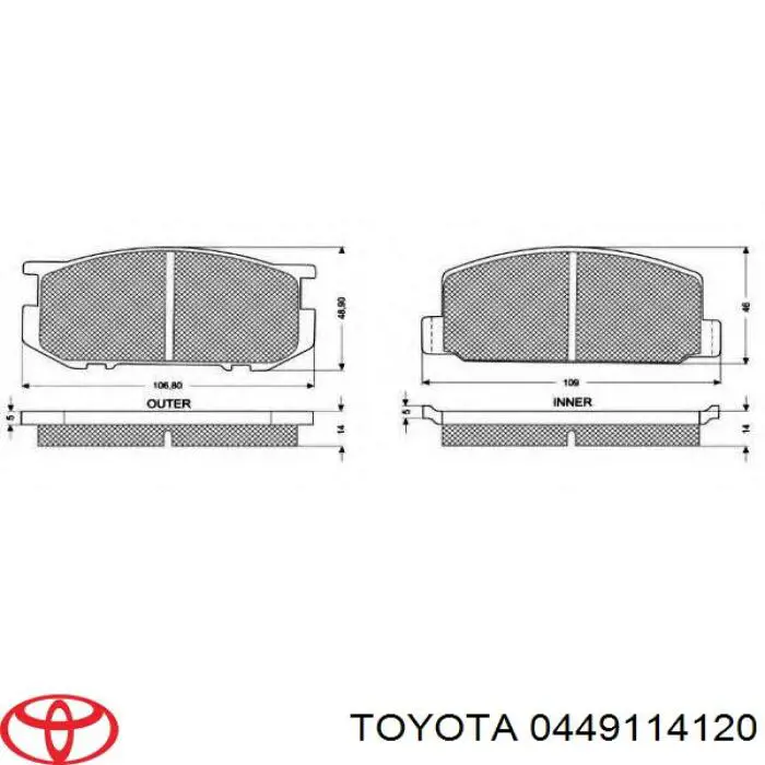 Купити 0449114120 Toyota Колодки гальмівні передні, дискові