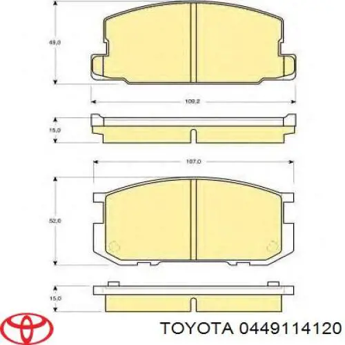 Передні тормозні колодки 0449114120 Toyota