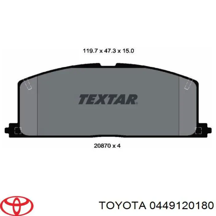 0449120180 Toyota колодки гальмівні передні, дискові