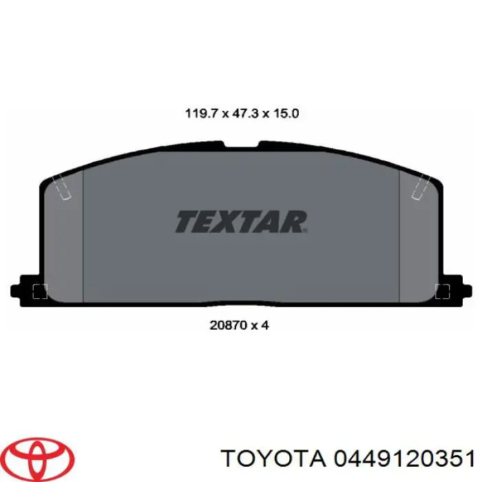 0449120351 Toyota колодки гальмівні передні, дискові