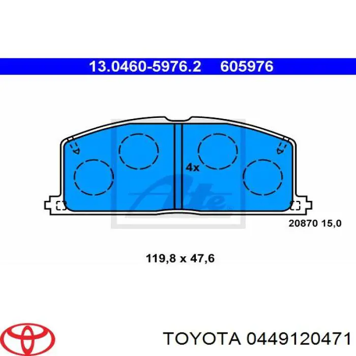 Гальмівні колодки Toyota 0449120471 ціна, від 15.91 USD
