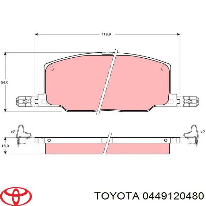 0449120480 Toyota колодки гальмівні передні, дискові