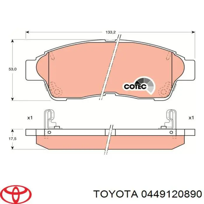 0449120890 Toyota колодки гальмівні передні, дискові