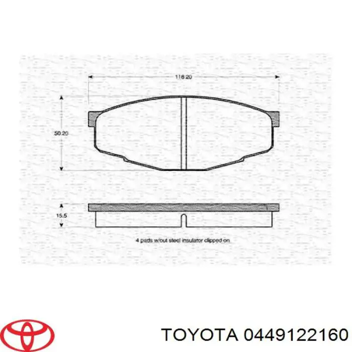 0449122160 Toyota колодки гальмівні передні, дискові