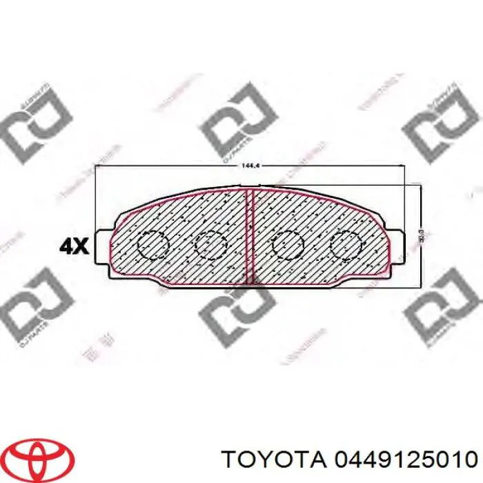 Колодки гальмівні передні, дискові 0449125010 Toyota