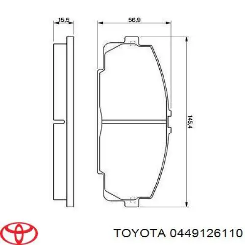 Колодки гальмівні передні, дискові 0449126110 Toyota