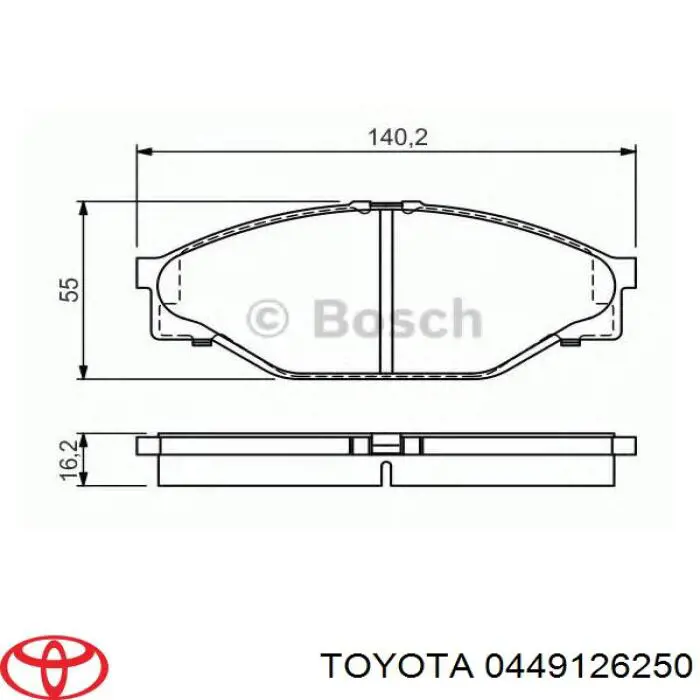 Гальмівні колодки Toyota 0449126250 ціна, від 16.97 USD