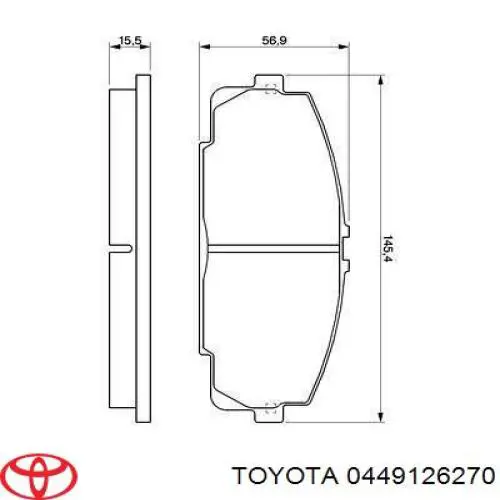 Колодки гальмівні передні, дискові 0449126270 Toyota