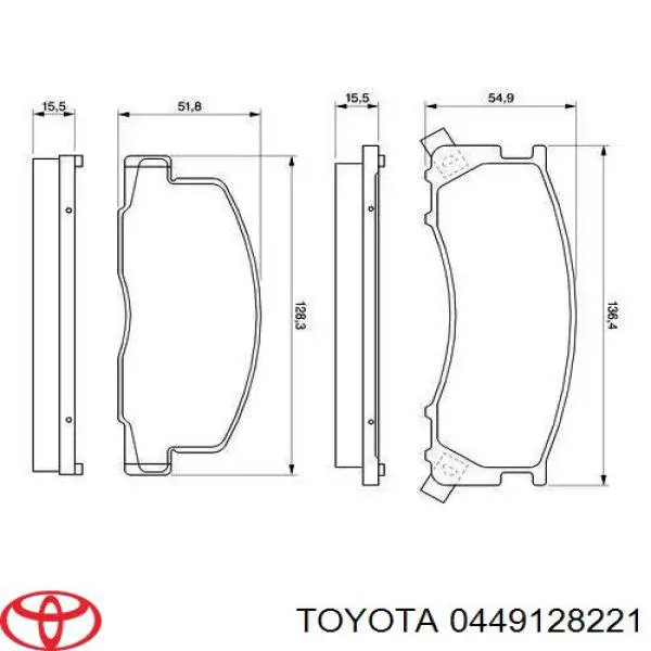 Передні тормозні колодки 0449128221 Toyota