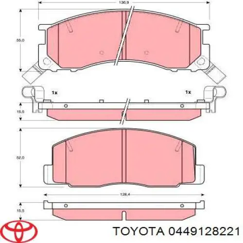 Колодки гальмівні передні, дискові 0449128221 Toyota