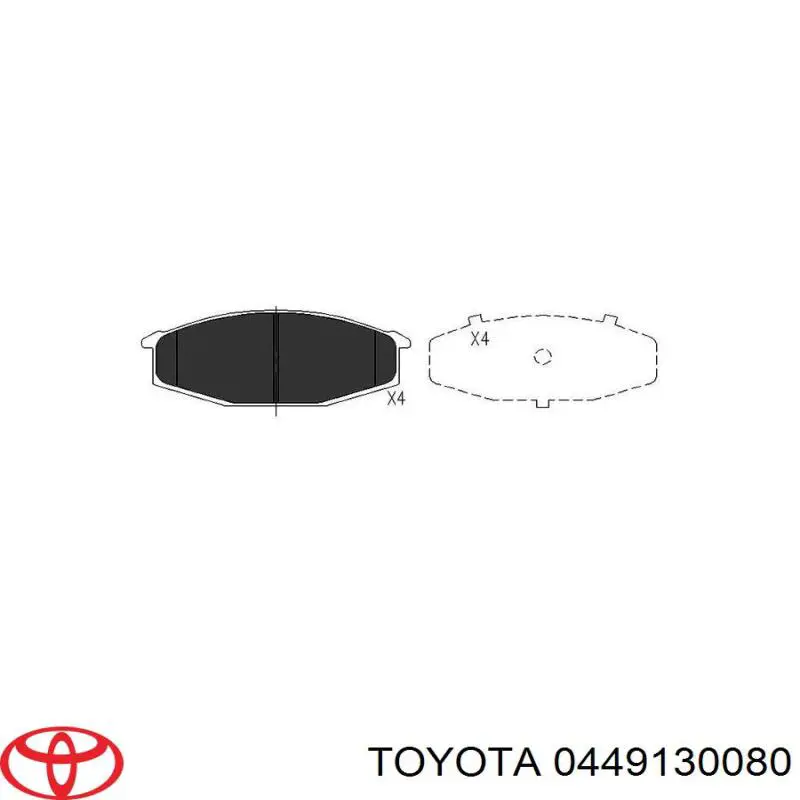 Колодки гальмівні передні, дискові 0449130080 Toyota