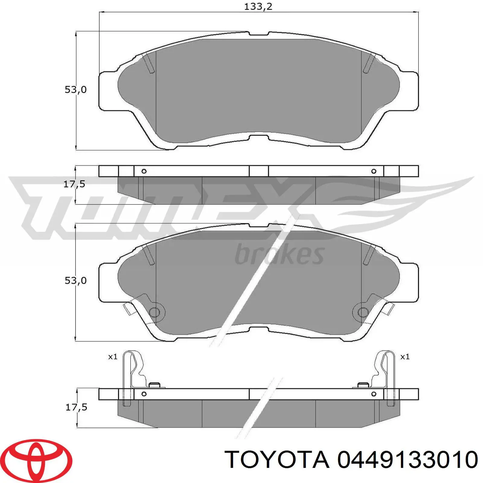0449133010 Toyota колодки гальмівні передні, дискові