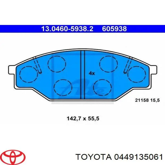 Передні тормозні колодки 0449135061 Toyota