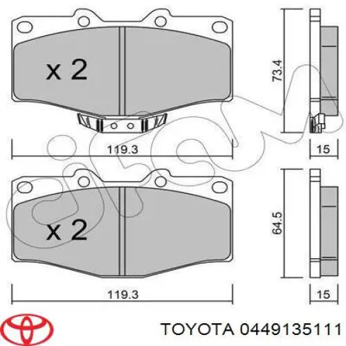 Передні тормозні колодки 446535260 Toyota