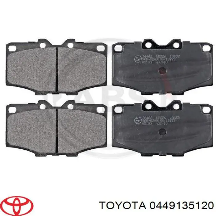 Колодки гальмівні передні, дискові 0449135120 Toyota