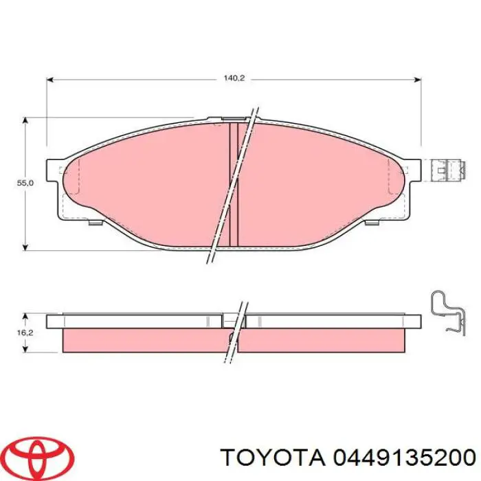 Колодки гальмівні передні, дискові 0449135200 Toyota