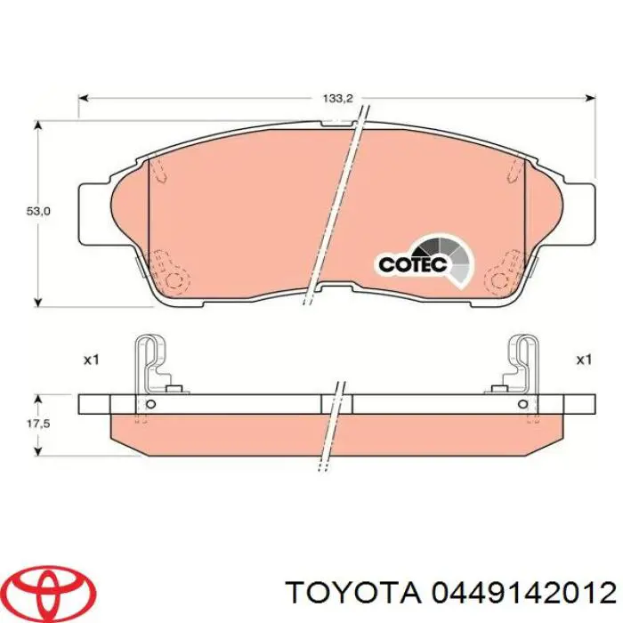 0449142012 Toyota колодки гальмівні передні, дискові