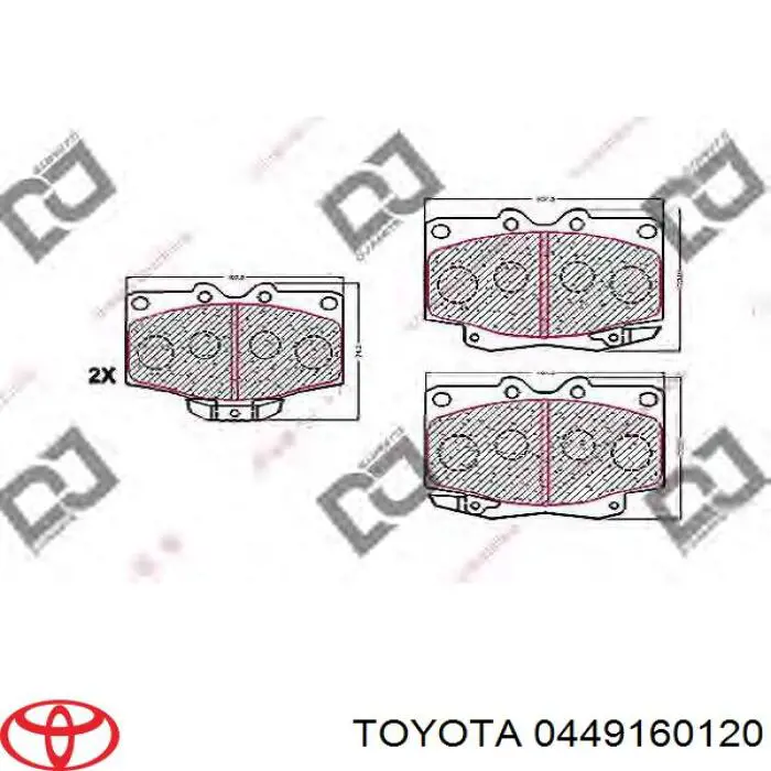 Колодки гальмівні передні, дискові 0449160120 Toyota