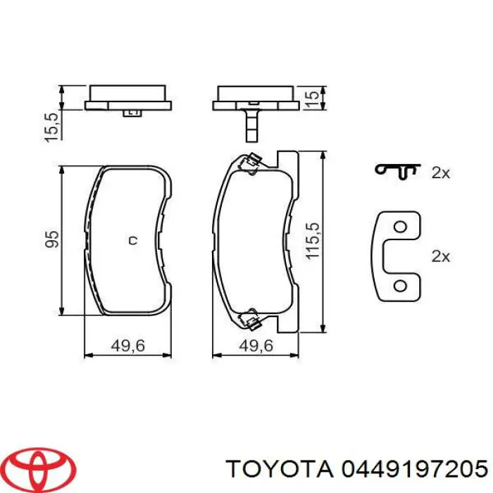 Гальмівні колодки Toyota 0449197205 ціна, від 26.10 USD