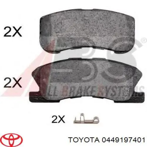 Колодки гальмівні передні, дискові 0449197401 Toyota