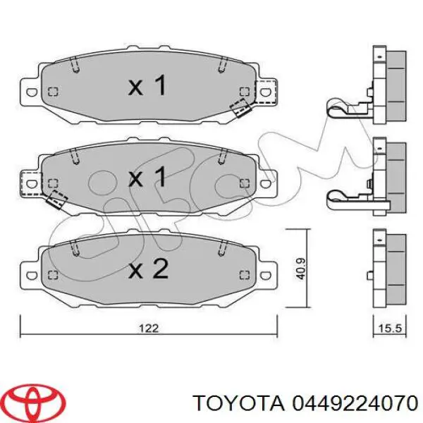 Колодки гальмові задні, дискові 0449224070 Toyota