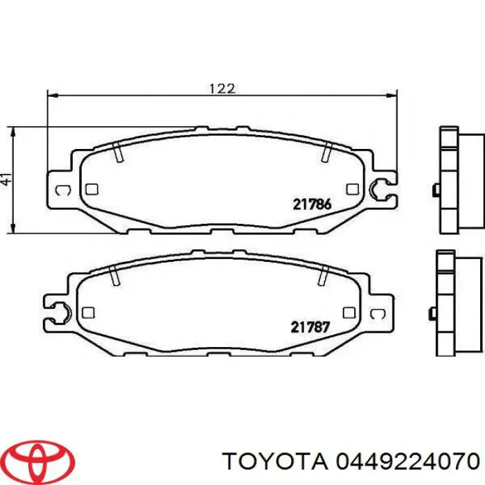 Задні гальмівні колодки 0449224070 Toyota