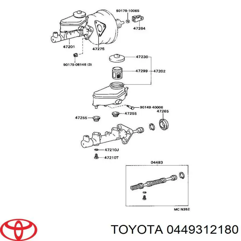 Ремкомплект головного гальмівного циліндру Toyota 0449312180 ціна, від 4.70 USD